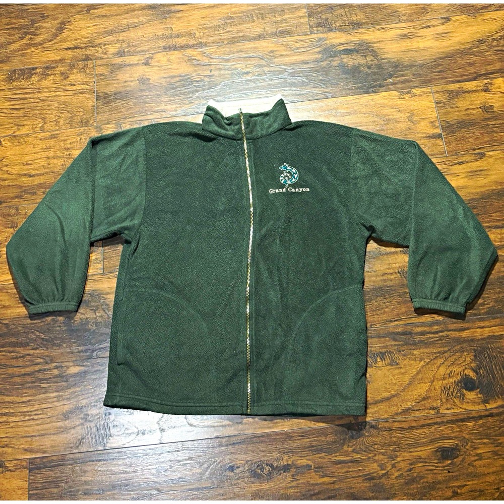 Tipsy Grand Canyon Mens L Green Full Zip Fleece Jacket Stand-Up Collar Pockets